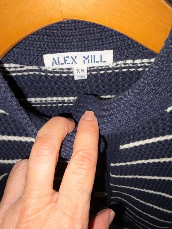 Alex Mill Nico cardigan Navy & White Striped Button-Front Sweater - Picture 2 of 3